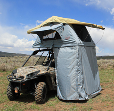 macattaxx side by side roof top tent with change room windows closed