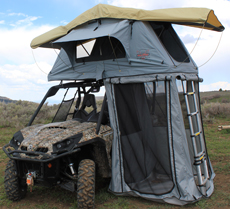 macattaxx side by side roof top tent with change room windows open